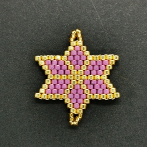 Beaded Ornaments - Small Star-Fuchsia